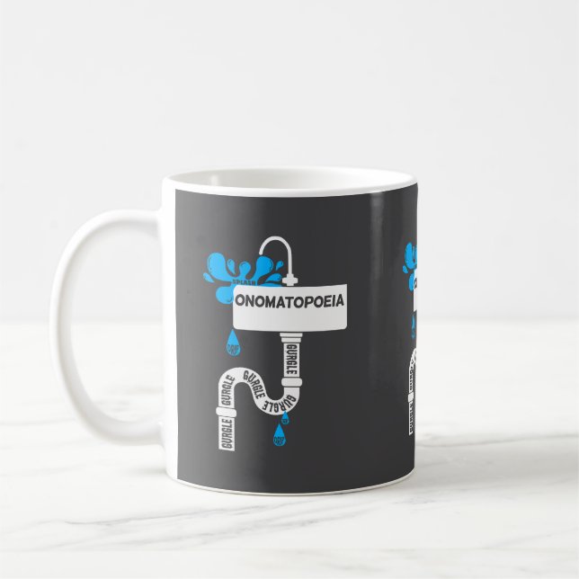 Onomatopoeia creative writing or poetry coffee mug (Left)