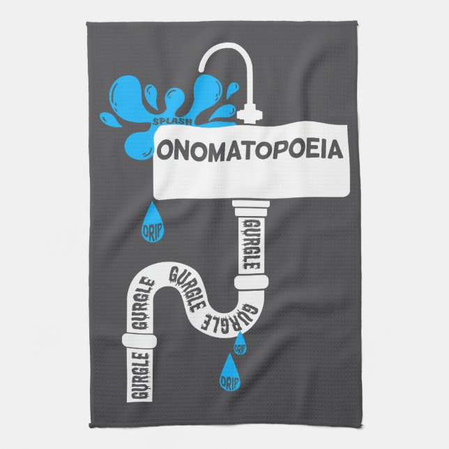 Onomatopoeia creative writing or poetry kitchen towel (Vertical)