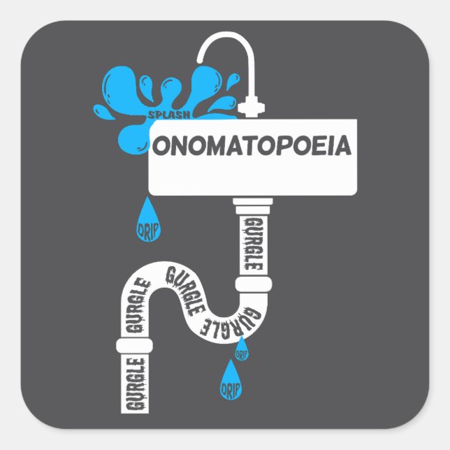 Onomatopoeia creative writing or poetry square sticker (Front)