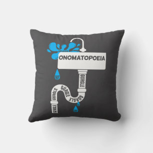 Onomatopoeia creative writing or poetry throw pillow