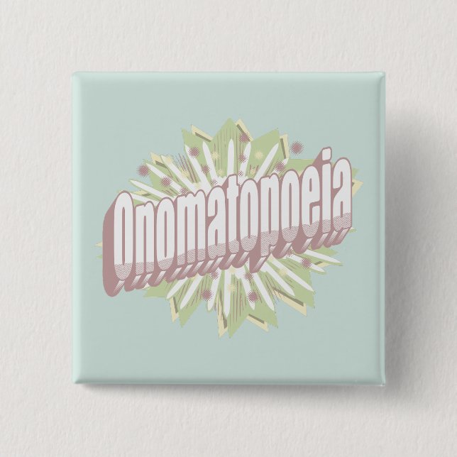 Onomatopoeia Explosion English Language  2 Inch Square Button (Front)
