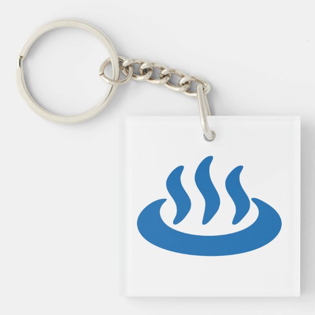Onsen ♨ Hot Spring 温泉 Japanese Sign Keychain (Front)