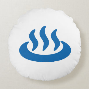 Onsen ♨ Hot Spring 温泉 Japanese Sign Round Pillow