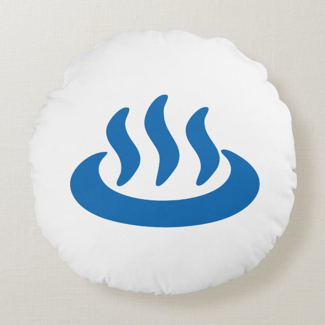 Onsen ♨ Hot Spring 温泉 Japanese Sign Round Pillow (Front)