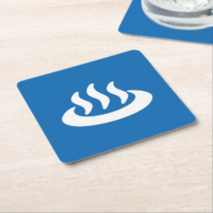 Onsen ♨ Hot Spring 温泉 Japanese Sign Square Paper Coaster