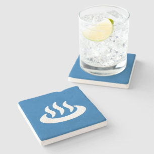 Onsen ♨ Hot Spring 温泉 Japanese Sign Stone Coaster