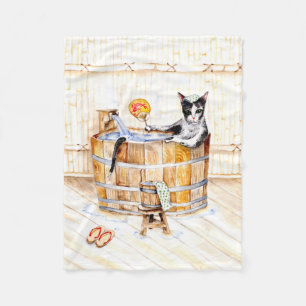 Onsen Kitty DO NOT DISTURB Fleece Blanket