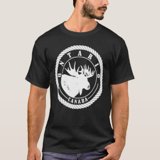 Ontario Canada Moose Vintage Hiking Camping Nature T-Shirt