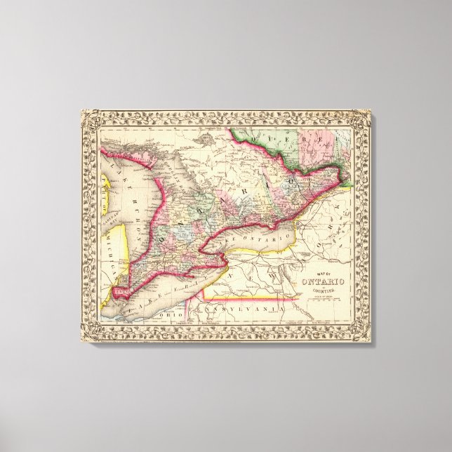Ontario Map by Mitchell Canvas Print (Front)