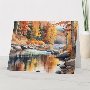Ontario River in Autumn, Watercolor, Thank You Card