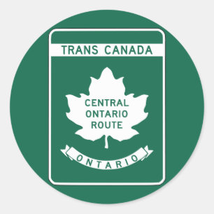 Ontario, Trans-Canada Highway Sign Classic Round Sticker