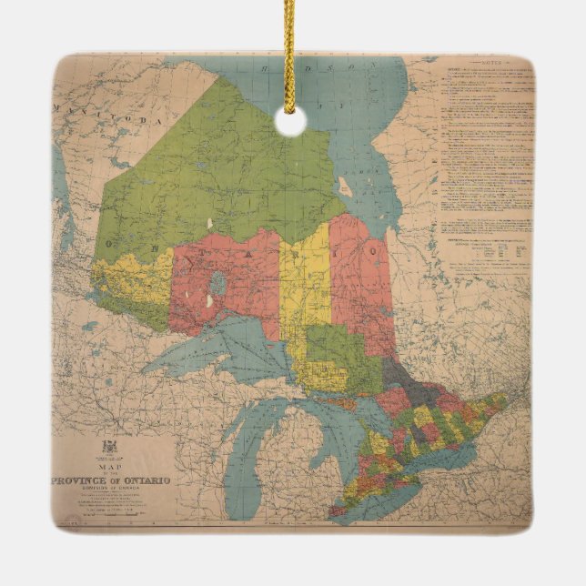 Ontario Vintage Map Ceramic Ornament (Back)