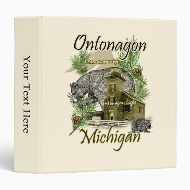 Ontonagon Light Lighthouse Michigan Classeur (Devant/Côté)