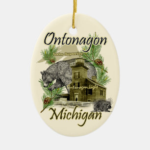 Ontonagon Light Lighthouse Michigan Ornement