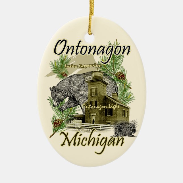Ontonagon Light Lighthouse Michigan Ornement (Devant)