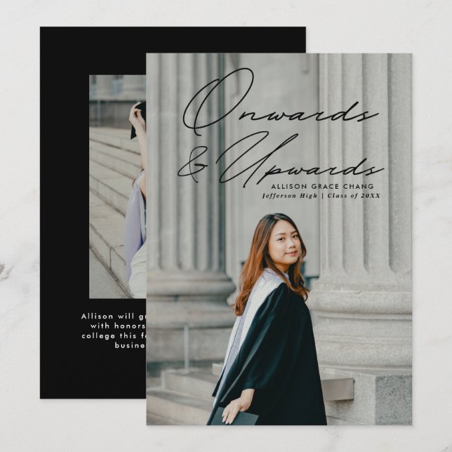 Onwards and Upwards 2 Photo Graduation Announcement (Front/Back)