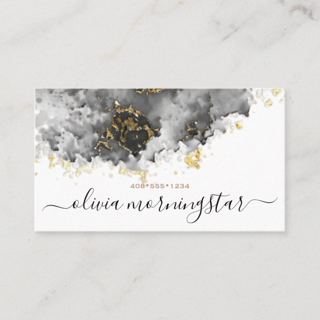 Onyx and Gold Nugget Abstract  Business Card (Front)