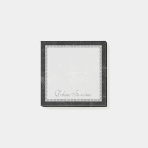 Onyx Black Velvet Chalkboard Grunge Monogram Post-it Notes