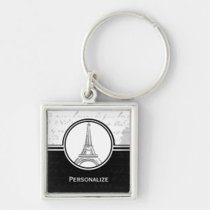 Onyx Eiffel Tower Keychain