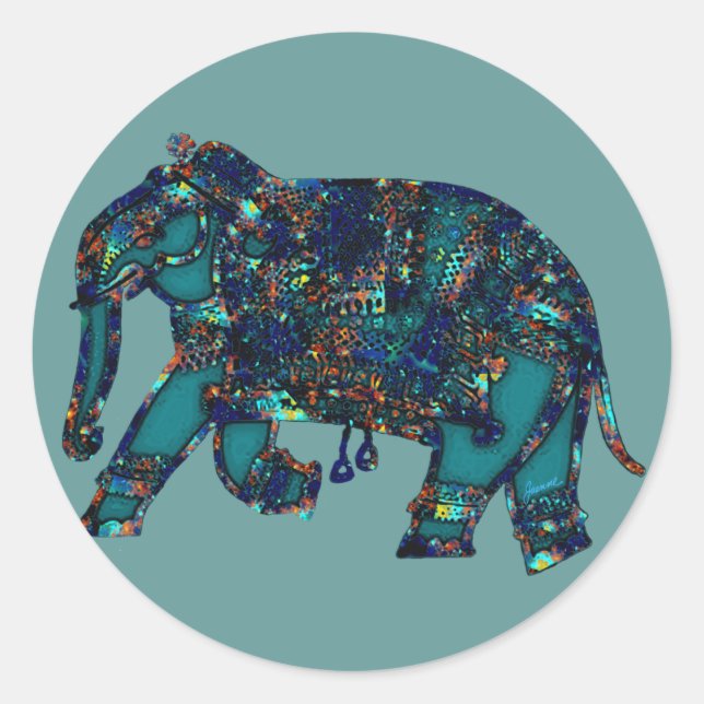Onyx Elephant Classic Round Sticker (Front)