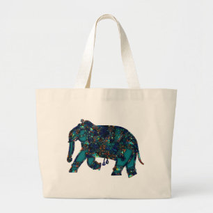 Onyx Elephant Large Tote Bag