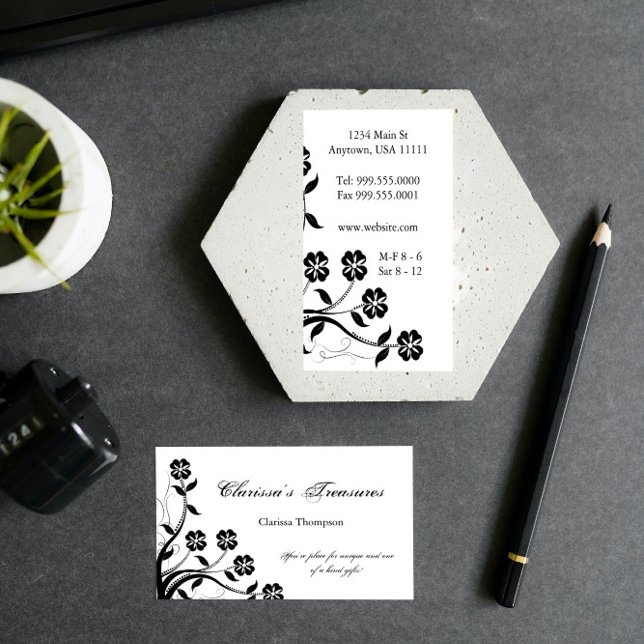 Onyx Floral Swirl Business Card (Onyx Floral Swirl Business Card)