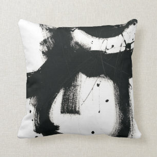 Onyx Gesture - Black Paint Strokes Throw Pillow