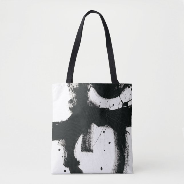 Onyx Gesture - Black Paint Strokes Tote Bag (Front)