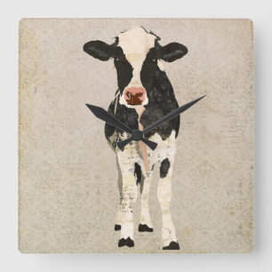 Onyx & Ivory Cow Clock