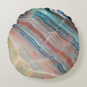 onyx marble texture background of natural stonesto round pillow