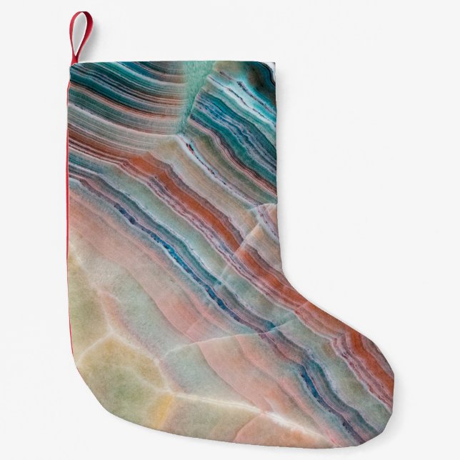 onyx marble texture background of natural stonesto small christmas stocking (Front)