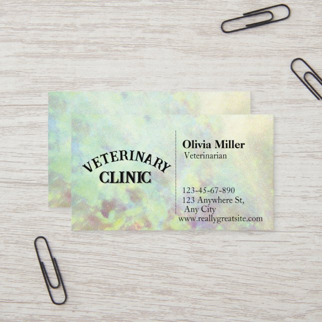 Onyx Mineral Custom Minimalist Professional Opal  Business Card (Front/Back In Situ)