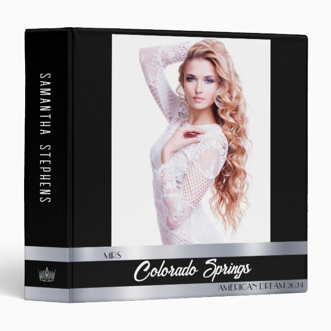 Onyx Shine Custom Pageant Notebook Binder (Front/Spine)
