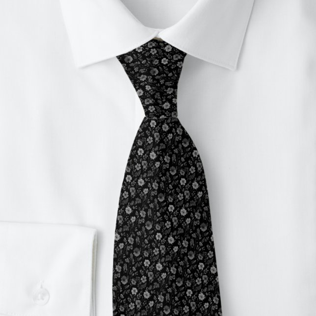 Onyx Tiny Flowers Tie (Creator Uploaded)