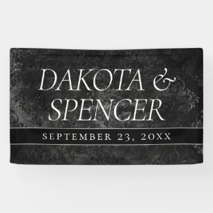 Onyx Wedding   Classic Black Matte Grunge Keepsake Banner