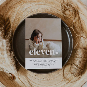 Onze Coeur Photo Anniversaire Invitation