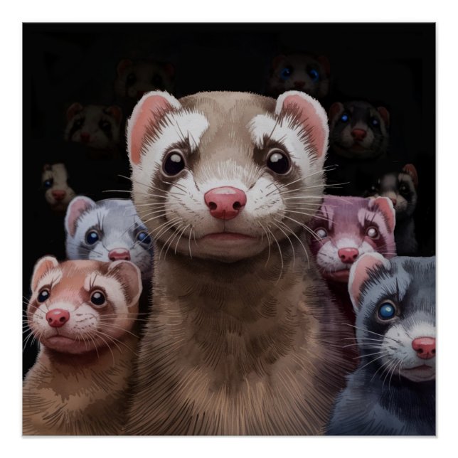 Onze Ferrets stoïques Poster Wall Art (Devant)