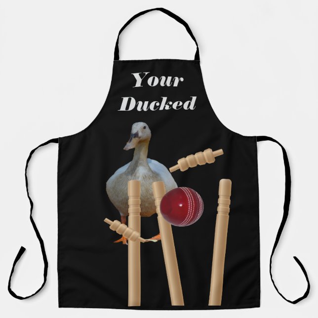 Oo A Duck At Cricket, Full Print Apron (Front)