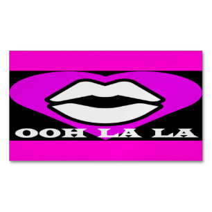 OO La La design pink and black beauty theme French Magnetic Business Card