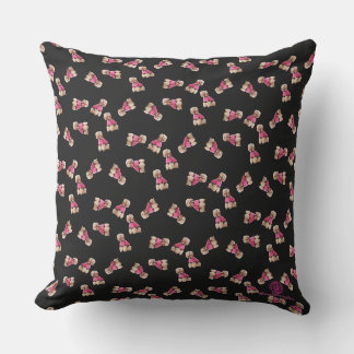 Oodles Of Poodles (Pink on Black) Garden Party Outdoor Pillow