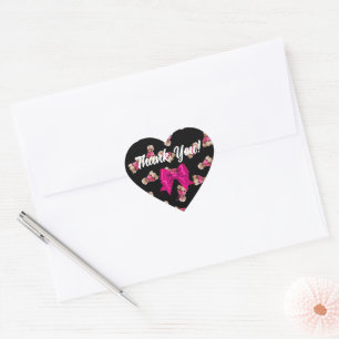 Oodles Of Poodles (Pink on Black) Heart Sticker