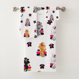 Oodles of Poodles Retro Telephone Bath Towel Set