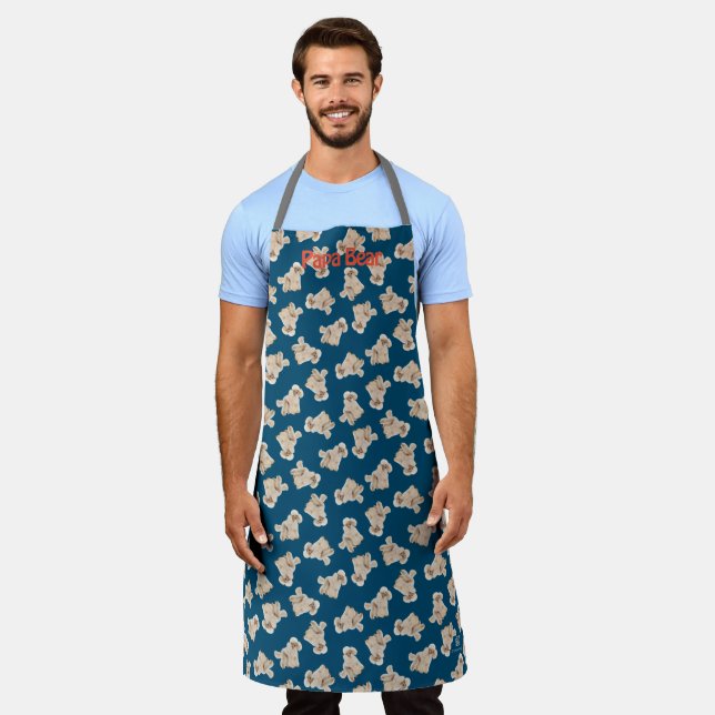 Oodles Of Poodles (White on Blue) Apron (Worn)