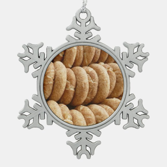 Oodles of Snickerdoodles Snowflake Pewter Christmas Ornament (Front)