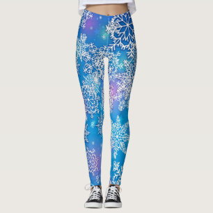 Oodles of Snowflakes on Fun Background Leggings