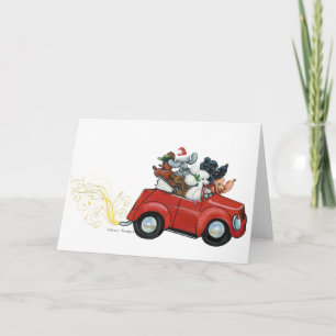 Oodles Poodles rouge Voiture Cartes de Noël