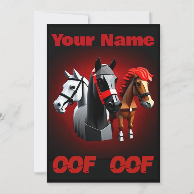 Oof Roblox Funny Meme Red Horses Invitation (Front)