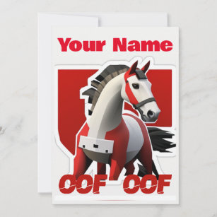 Oof Roblox Funny Meme Red White Horse Invitation