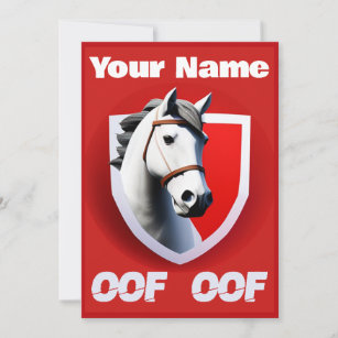 Oof Roblox Funny Meme Red White Horse Invitation