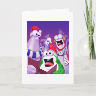 Oog and Goomy™ and Fluff Caroling Greeting Card